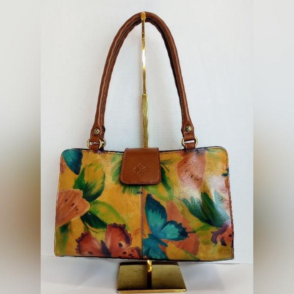 NWT Patricia Nash Leather Rienzo Satchel, Watercolor Butterfly 🦋 multi color - Picture 2 of 13